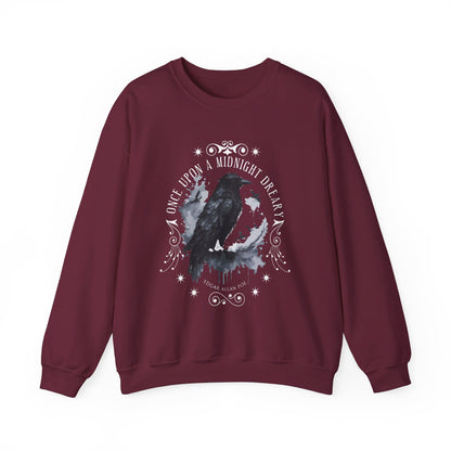 Edgar Allan Poe, The Raven Sweatshirt, Poet, Poetry Lover Sweater, Book Lover, Haunting Gothic Gift, Light, Dark Academia, Horror Movie Top Sweatshirt Printify S Maroon 