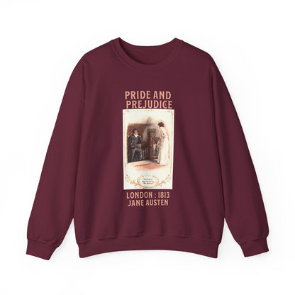 Jane Austen Sweatshirt, Pride & Prejudice Historical Romance Sweater, Bookish Literary Jane Austen Fan Art, Gift for Her, Bookclub Shirt Sweatshirt Printify S Maroon 