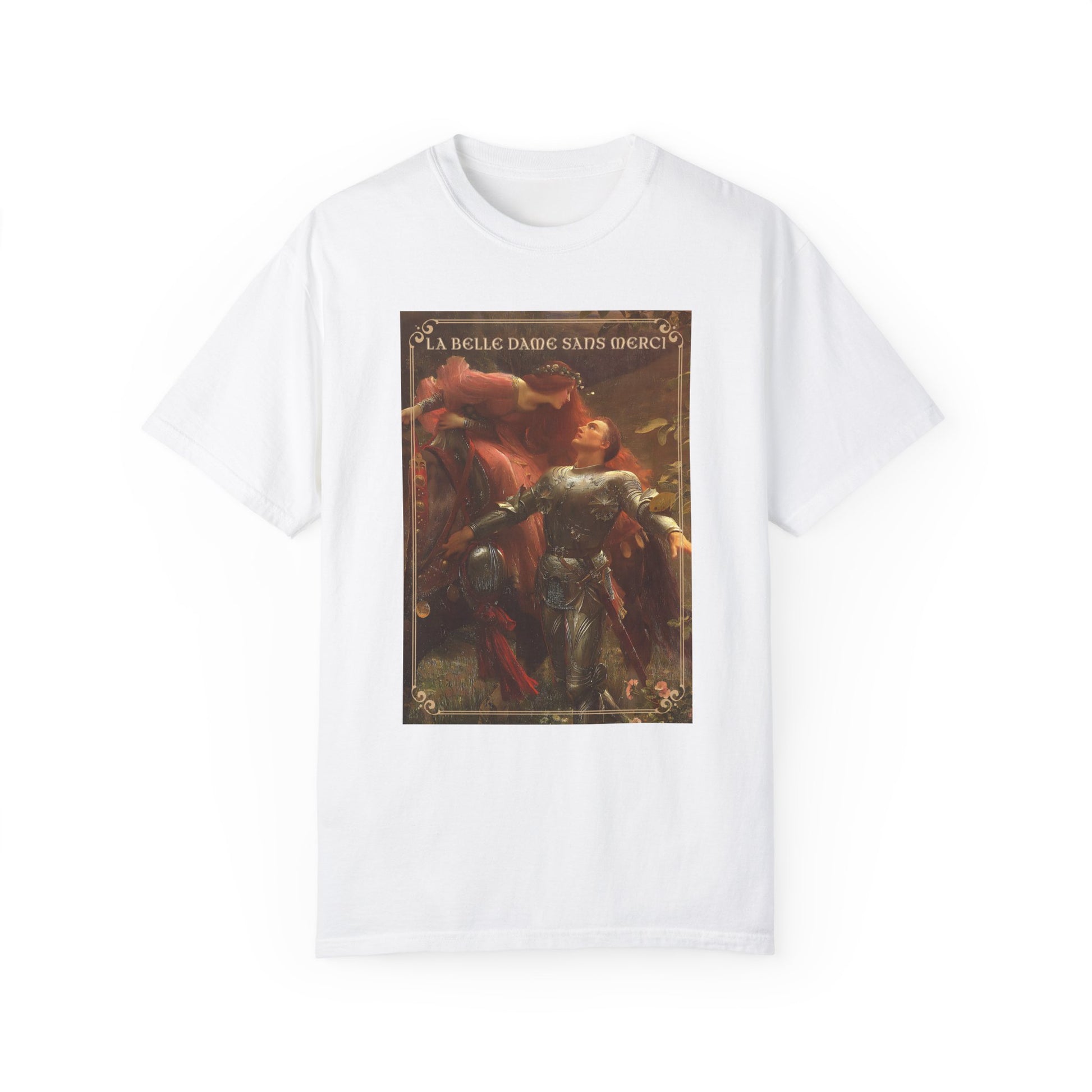 La Belle Dame Sans Merci Print T-Shirt Renaissance Renfaire Theme Merch Perfect Comfortable Medieval Festival Shirt Art History Lover Gift T-Shirt Printify White S
