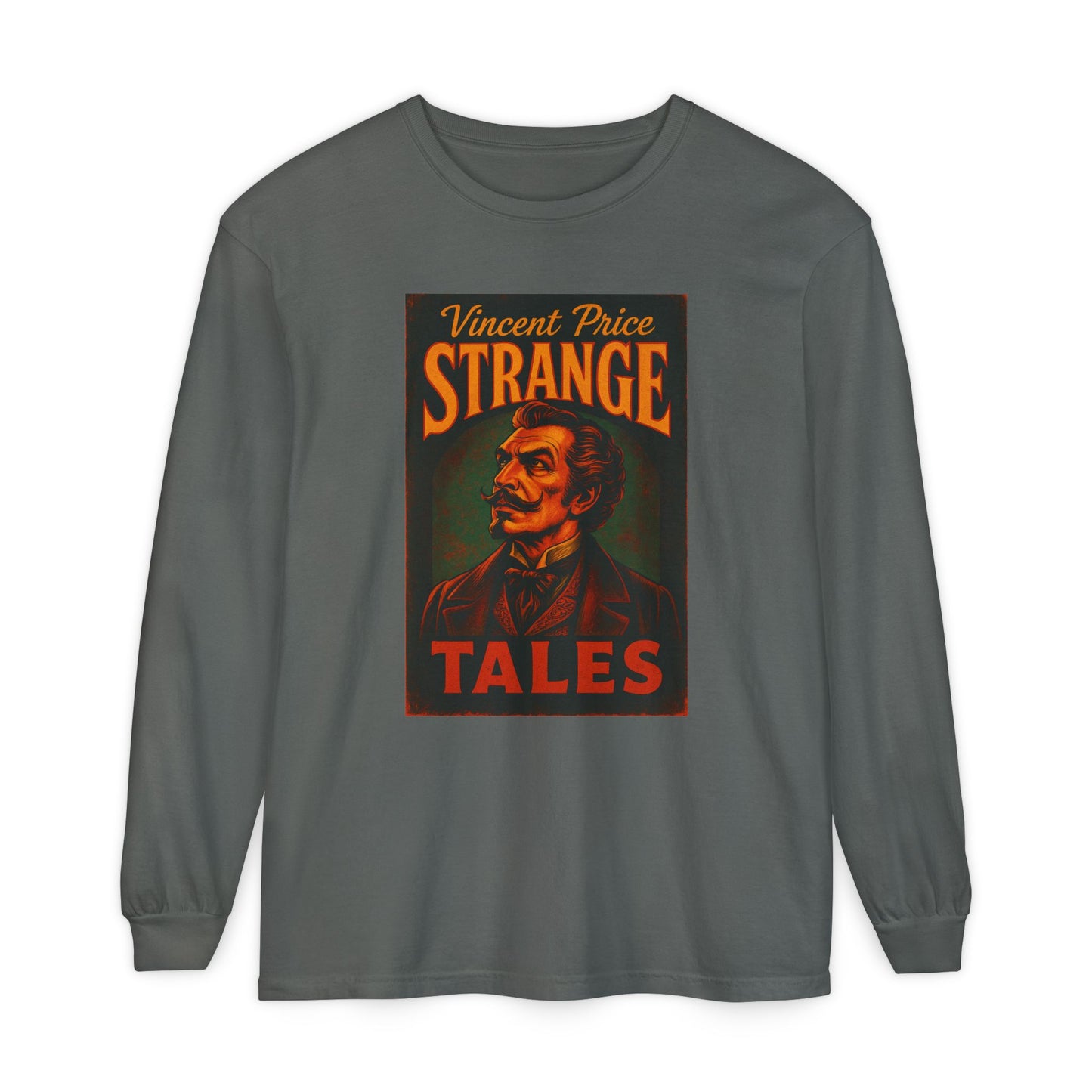 Vincent Price Strange Tales Long Sleeve T-Shirt, Vintage Horror Tee, Gothic Apparel, Halloween Costume, Retro Graphic Shirt Long-sleeve Printify Pepper S