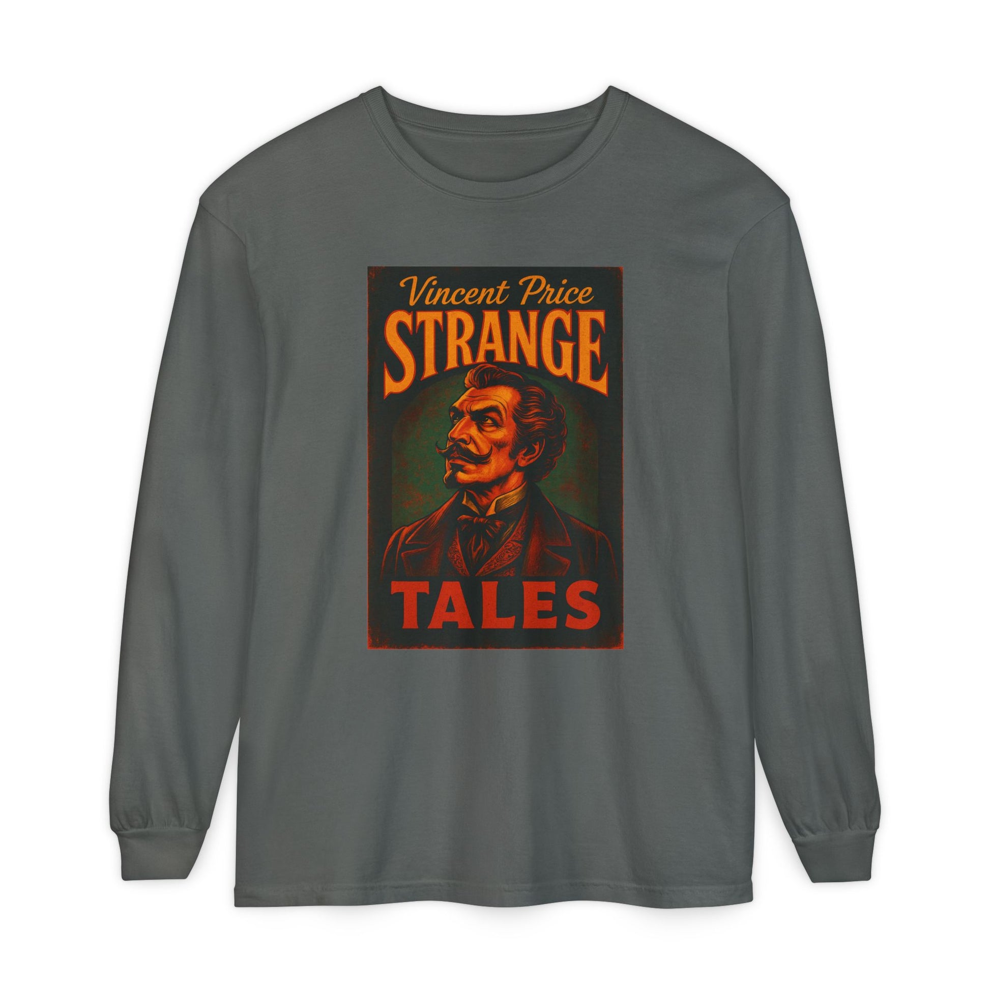 Vincent Price Strange Tales Long Sleeve T-Shirt, Vintage Horror Tee, Gothic Apparel, Halloween Costume, Retro Graphic Shirt Long-sleeve Printify Pepper S