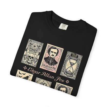 Edgar Allan Poe T-Shirt Gothic Graphic Tee The Raven Nevermore Quote Horror Literature Shirt Dark Academia Aesthetic Halloween Party Gift