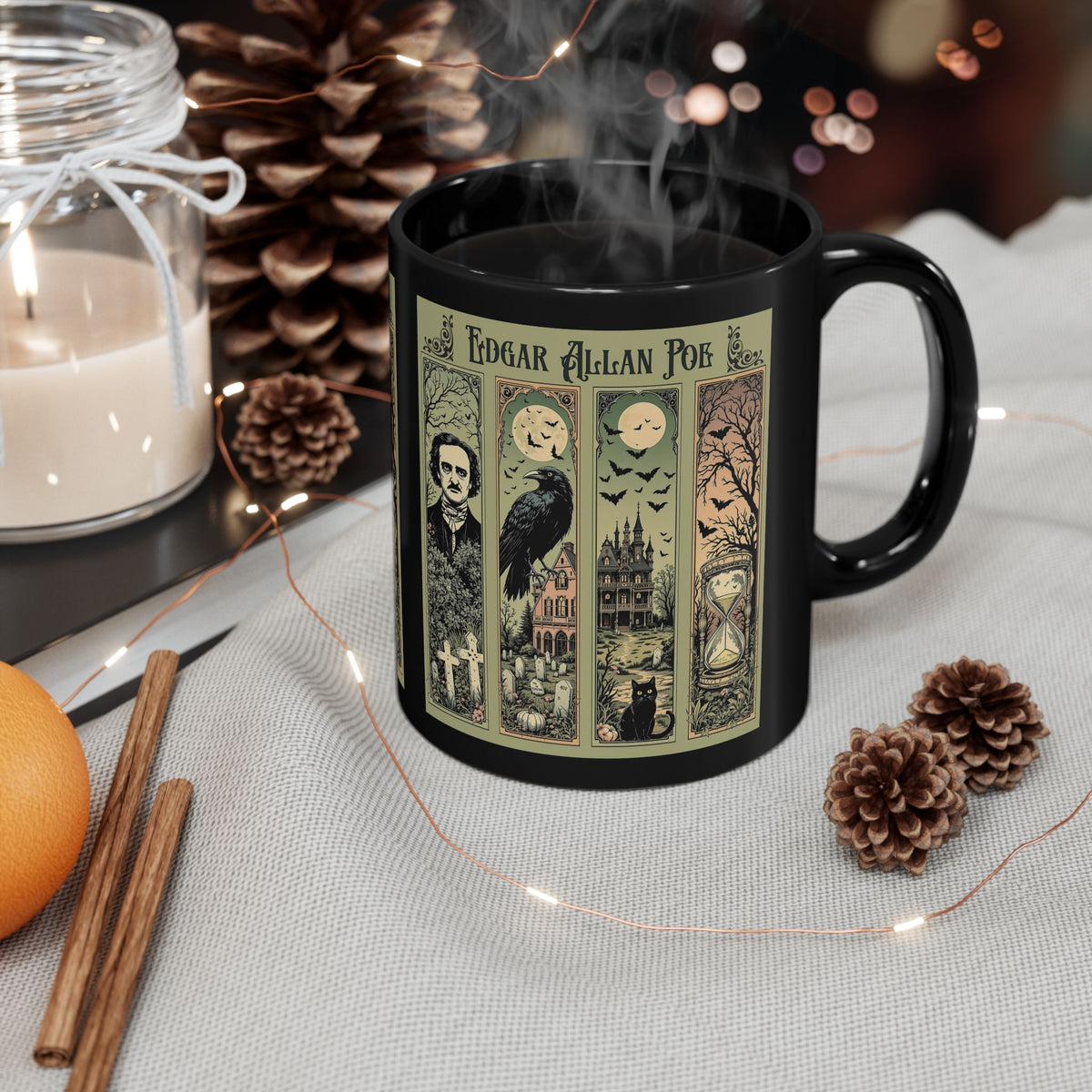 Edgar Allan Poe Mug Gothic Literary Gift For Book Lover Dark Academia Macabre Fall Coffee Cup Halloween Poetember Party Gift For Bookclub Mug Printify