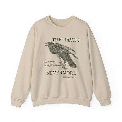 Halloween Vintage The Raven Sweatshirt, Spooky Season Sweater, Trick or Treating Shirt, Halloween Party, Edgar Allen Poe, Nevermore, Gothic Sweatshirt Printify S Sand 