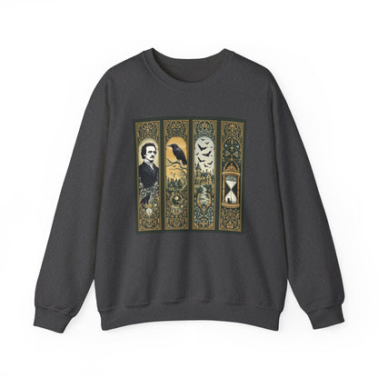 Edgar Allan Poe Sweatshirt The Raven Nevermore Gothic Horror Sweater Dark Academia Macabre Halloween Gift for Book Lovers Birthday Christmas Sweatshirt Printify Dark Heather S