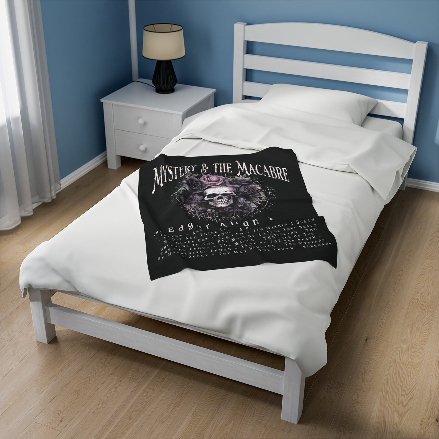 Edgar Allan Poe, Mystery & The Macbre Throw Blanket, Book Lover Reading Blanket, Gothic, Light, Dark Academia, Horror Movie Watching Blanket All Over Prints Printify   