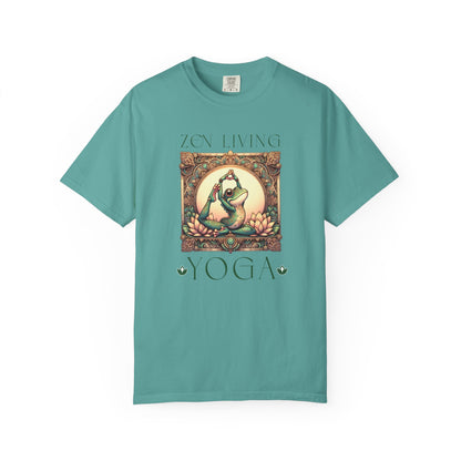 Green Yoga Frog Zen Living Unisex T-Shirt, Casual Wear, Highlander Fan Gift, T-Shirt Printify Seafoam S