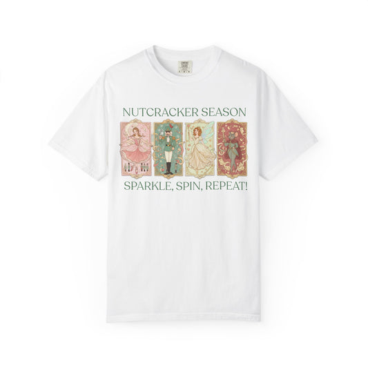 Nutcracker Ballet T-Shirt, Sugar Plum Fairy Christmas Tee, Holiday Dance Shirt, Coquette Pastel Christmas Gift T-Shirt Printify White S