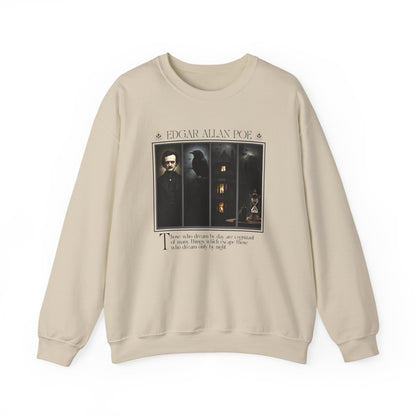 Edgar Allan Poe Sweatshirt The Raven Nevermore Gothic Horror Sweater Dark Academia Macabre Halloween Gift for Book Lovers Birthday Christmas Sweatshirt Printify Sand S