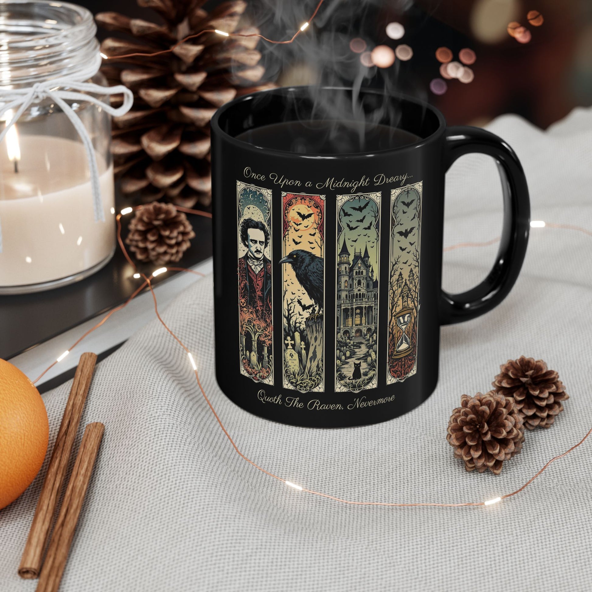 Edgar Allan Poe Mug Gothic Literary Gift For Book Lover Dark Academia Macabre Fall Coffee Cup Halloween Poetember Party Gift For Bookclub Mug Printify