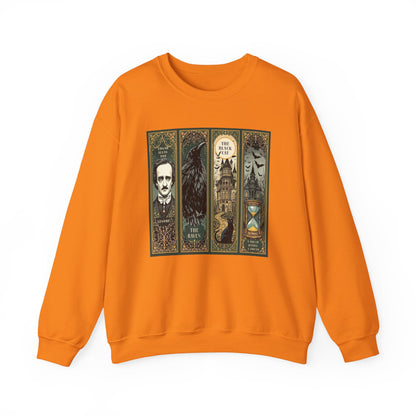 Edgar Allan Poe Sweatshirt The Raven Nevermore Gothic Horror Sweater Dark Academia Macabre Halloween Gift for Book Lovers Birthday Christmas Sweatshirt Printify Safety Orange S