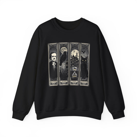 Edgar Allan Poe Sweatshirt The Raven Nevermore Gothic Horror Sweater Dark Academia Macabre Halloween Gift for Book Lovers Birthday Christmas Sweatshirt Printify Black S