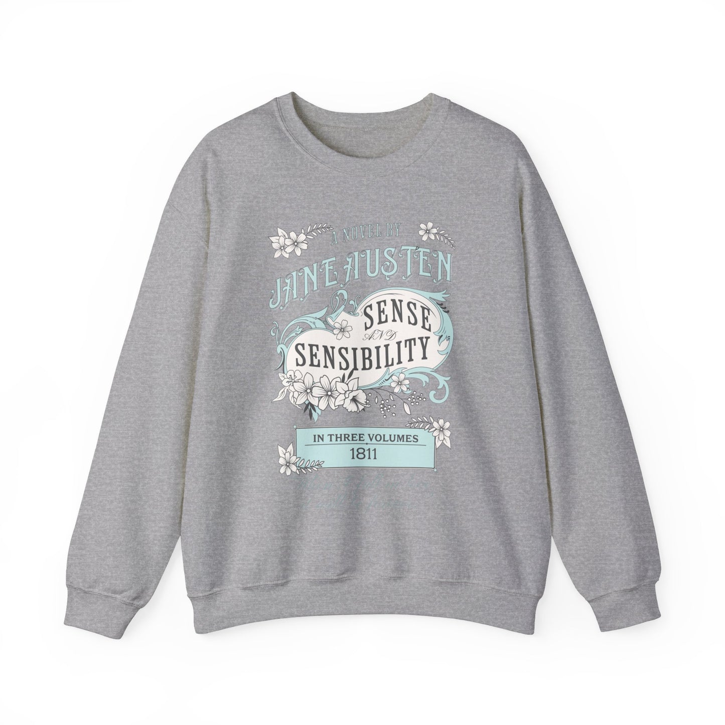 Jane Austen Sweatshirt, Sense & Sensibility Historical Romance Sweater, Bookish Literary Jane Austen Fan Art Gift, Gift for Her, Readers, Sweatshirt Printify S Sport Grey 