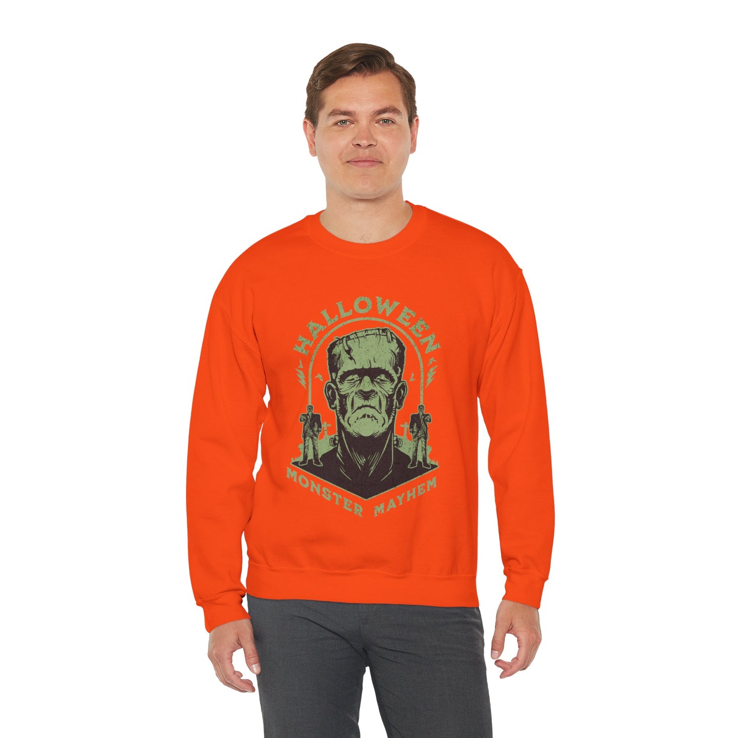 Vintage Halloween Frankenstein Monster Graphic Sweatshirt, Creepy Spooky Book Lover Gift, Horror Movie, Fall Festival Party Sweater. Sweatshirt Printify   