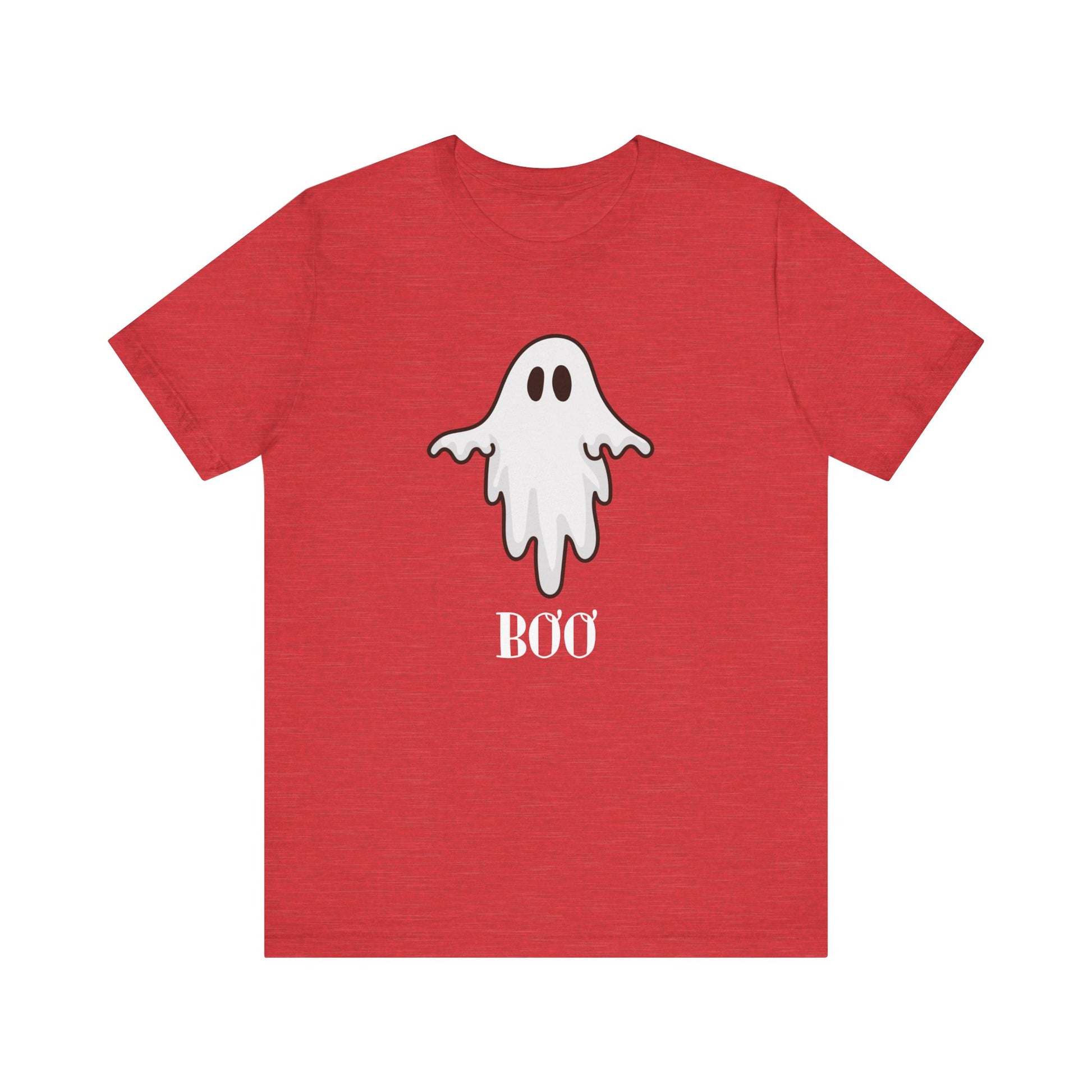 Halloween Ghost  TShirt,  Cute Ghost Shirt, Spooky Season Tee, Halloween Party T-Shirt, Autumn Style T Shirt, Trick or Treating Style, T-Shirt Printify Heather Red XS 