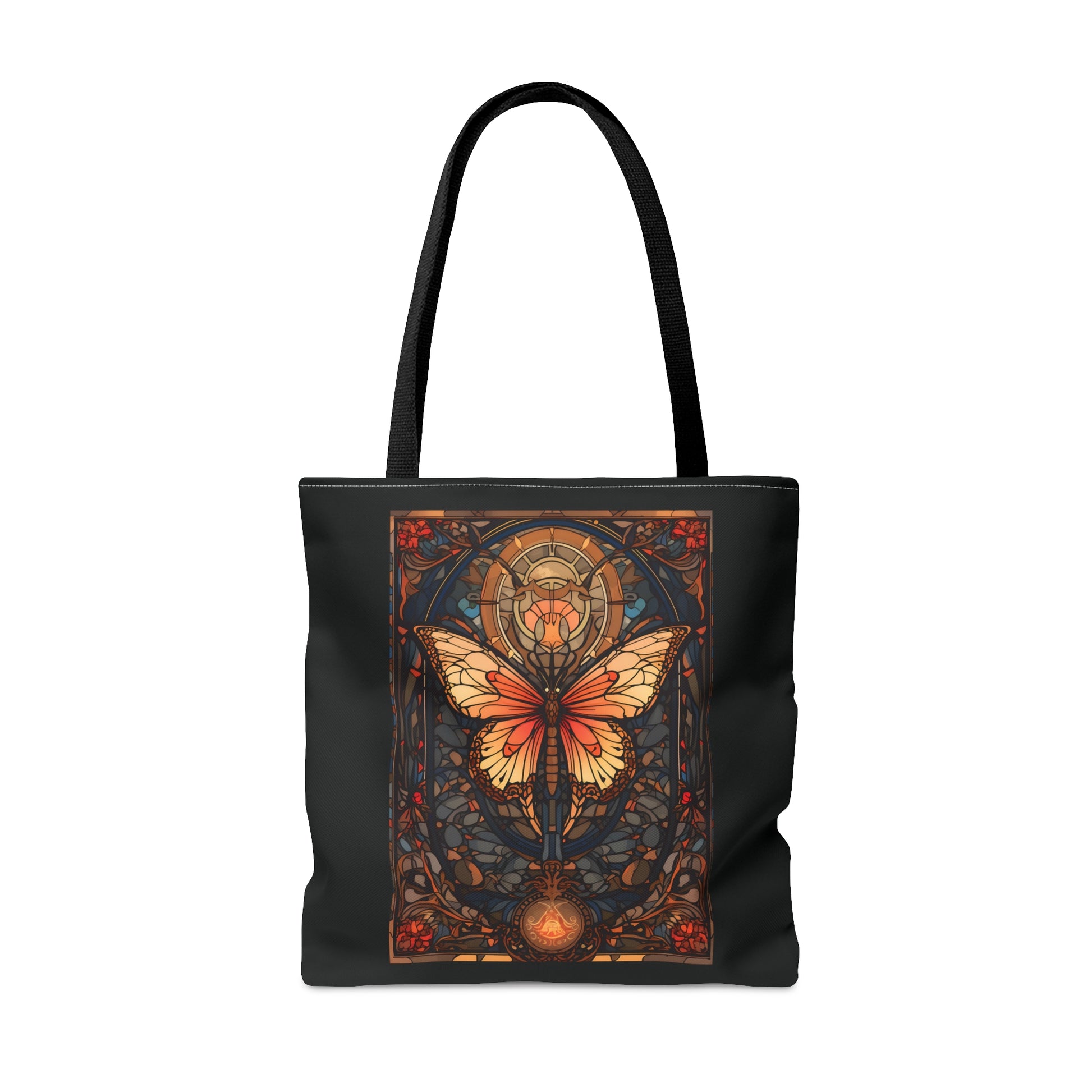 Stained Glass Butterfly Tote Bag, Pretty Tarot Card Shoulder Bag, Book, Library, Grocery, Travel Bag, Dark Academia, Bookish Bookclub Gift, Bags Printify   