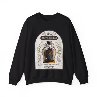 Edgar Allan Poe, The Tell Tale Heart Sweatshirt, Book Lover, Halloween, Haunting Gothic Gift, Light, Dark Academia, Horror Movie Sweater Sweatshirt Printify S Black 