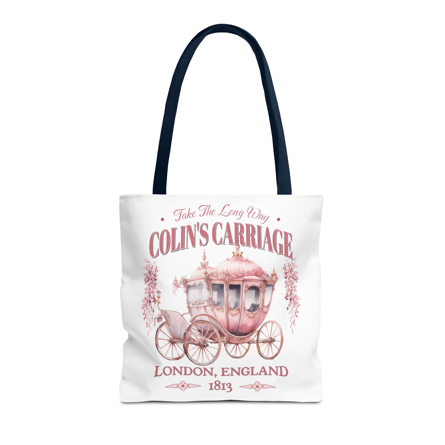 Colins Carriage Club Tote Bag Regency England Ton Society Gift For Book Lover Fan Historical Drama Penelope Romance Reader Bookclub Gift Bags Printify 16" × 16'' Navy 