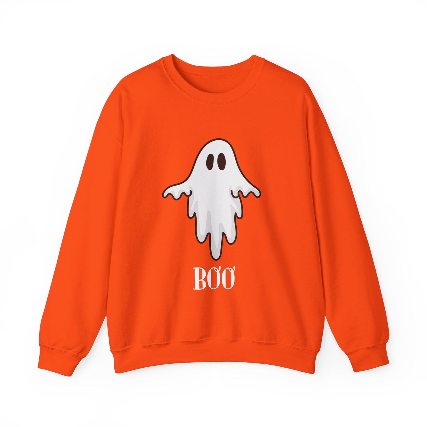 Halloween Ghost Sweatshirt, Cute Ghost Shirt, Spooky Season Sweater, Halloween Party, Autumn or Fall Style Top, Trick or Treating Style, Sweatshirt Printify S Orange 