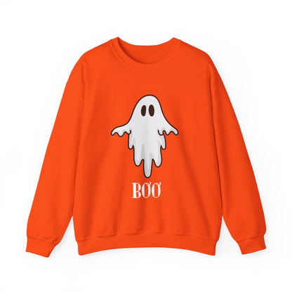 Halloween Ghost Sweatshirt, Cute Ghost Shirt, Spooky Season Sweater, Halloween Party, Autumn or Fall Style Top, Trick or Treating Style, Sweatshirt Printify S Orange 