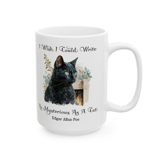 Edgar Allan Poe Coffee Mug Nevermore The Black Cat Coffee Cup Gift For Book Lover Reader Gift For Gothic Dark Academia Bookish Birthday Gift Mug Printify   