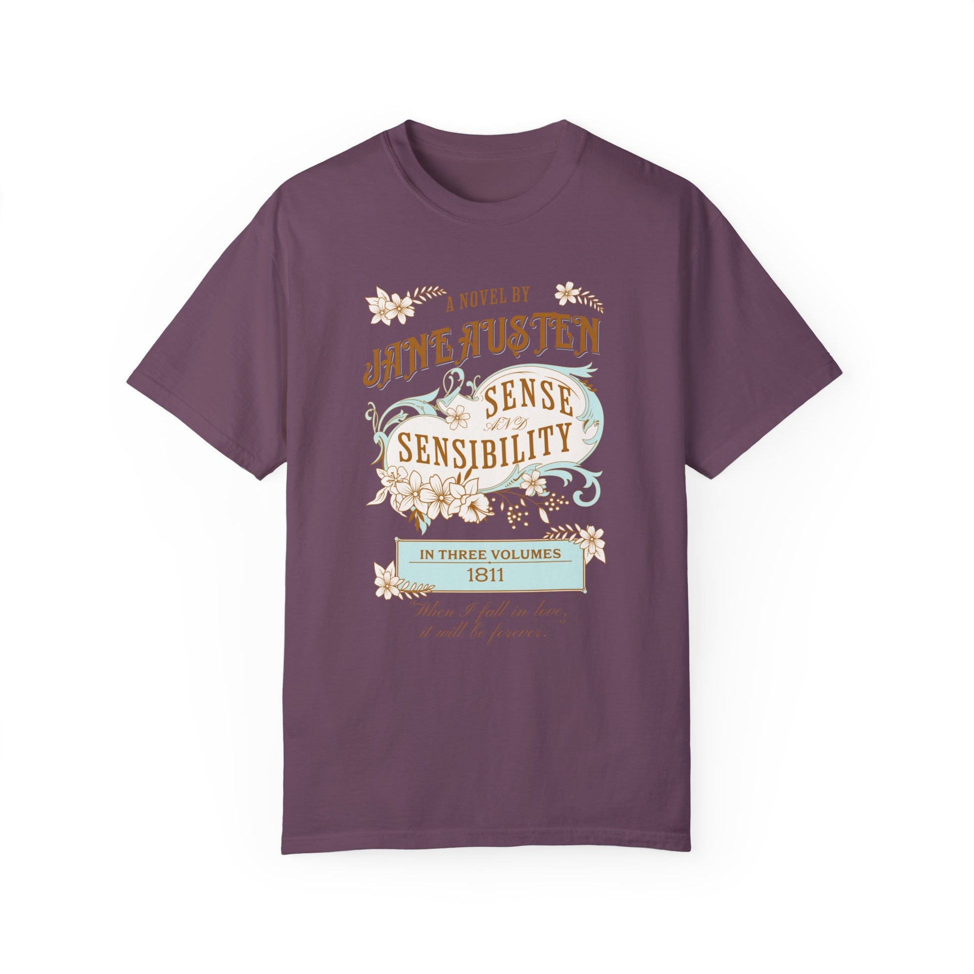 Jane Austen T-Shirt, Sense & Sensibility Historical Romance Comfort Colors Tee, Bookish Literary Jane Austen Fan Art Gift for Her, Readers, T-Shirt Printify Berry S 