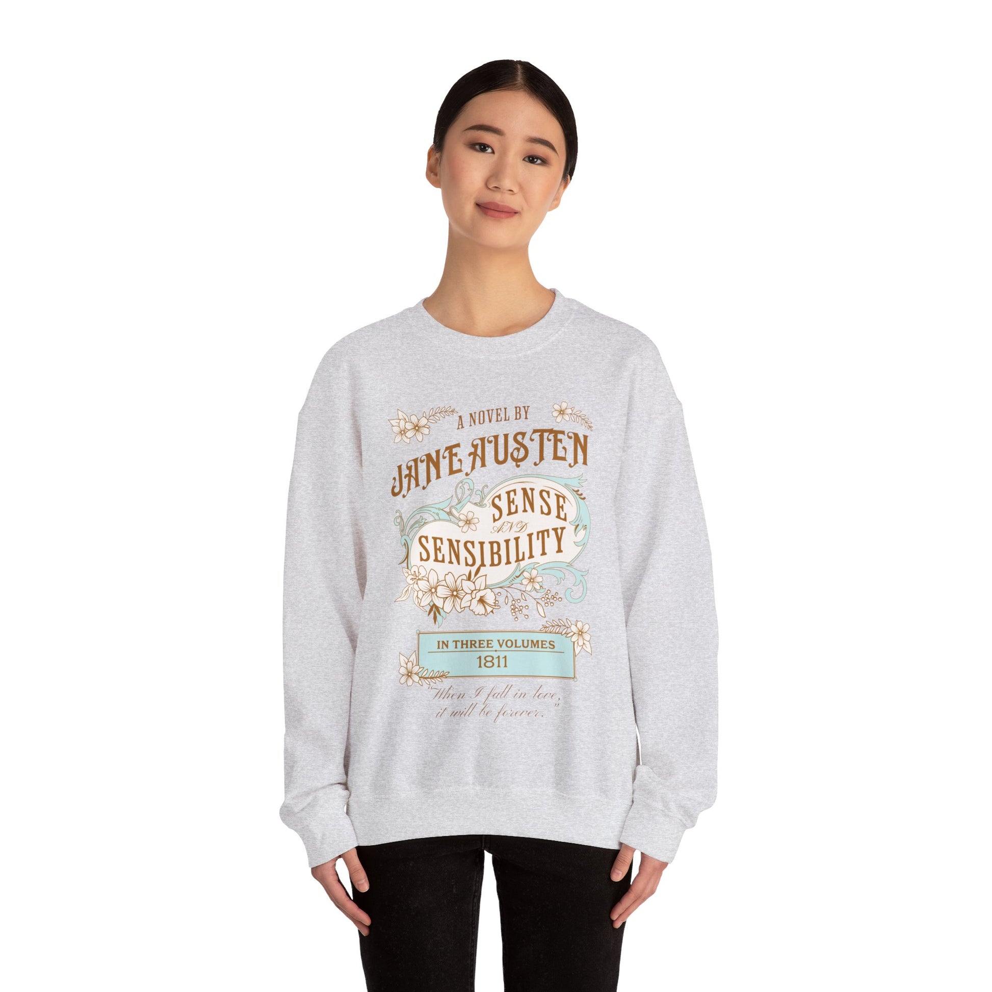 Jane Austen Sweatshirt, Sense & Sensibility Historical Romance Sweater, Bookish Literary Jane Austen Fan Art Gift, Gift for Her, Readers, Sweatshirt Printify   