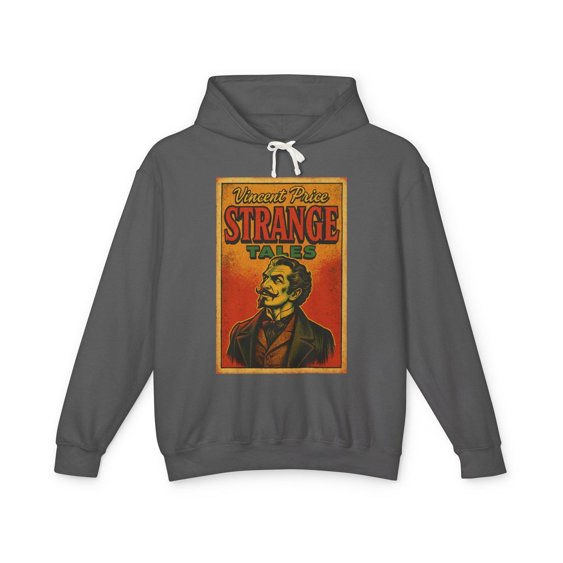 Vincent Price Vintage Strange Tales Hoodie, Unisex Lightweight Sweatshirt, Retro Graphic Outerwear, Gift for Readers, Fall Fashion Hoodie Printify S Pepper