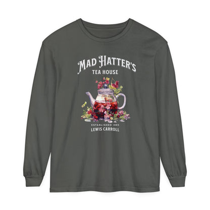 Mad Hatter's Tea Long Sleeve Shirt Alice In Wonderland Lewis Carroll Whimsigoth Academia TShirt Mad Hatter Tea Party Tee Bookish Booktok Long-sleeve Printify Pepper S 