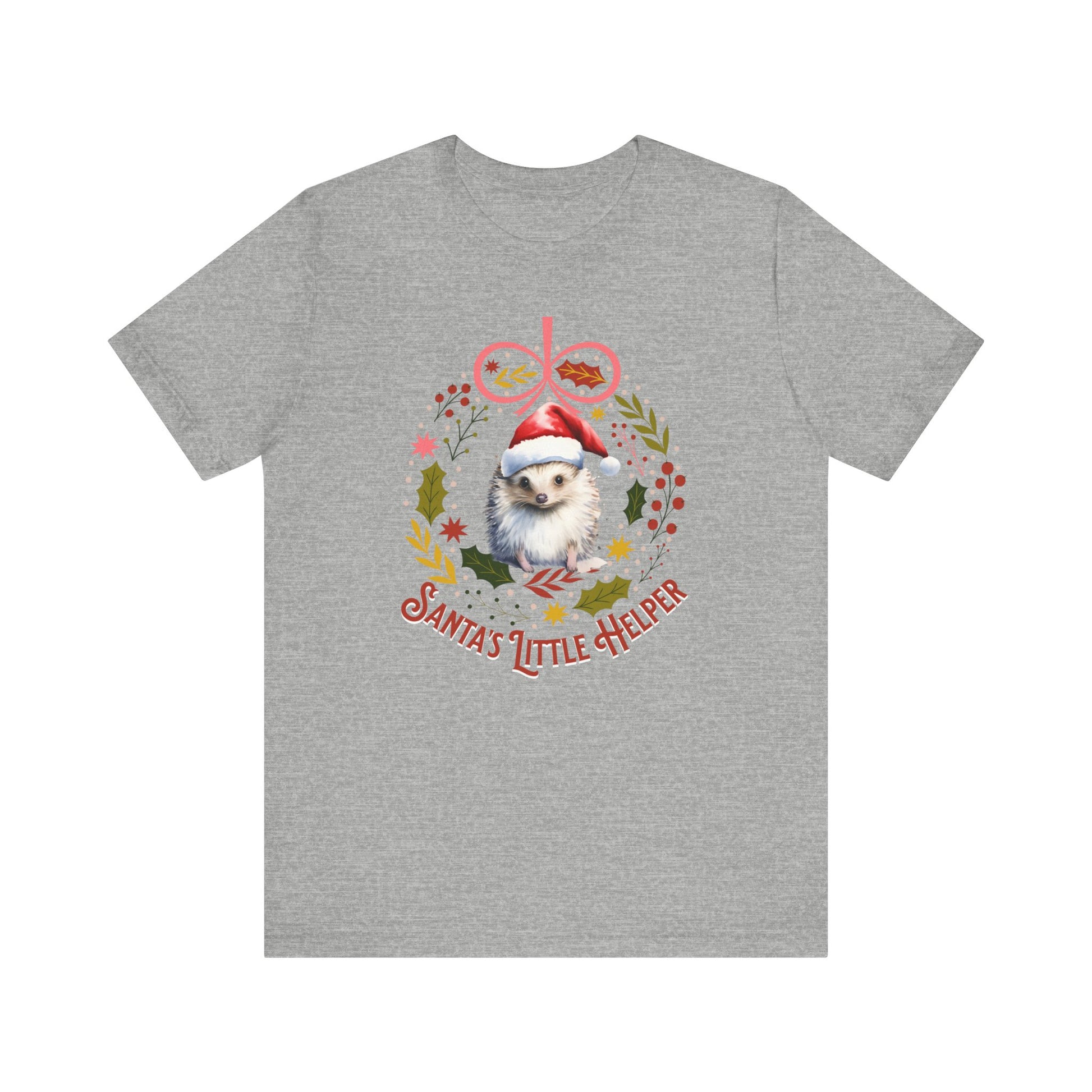 HedgeHog Christmas Shirt Cute Santa's Little Helper T-Shirt, Hedgehog Lover Gift, Merry Christmas Shirt, Country Christmas Animal Lover Gift T-Shirt Printify Athletic Heather XS 