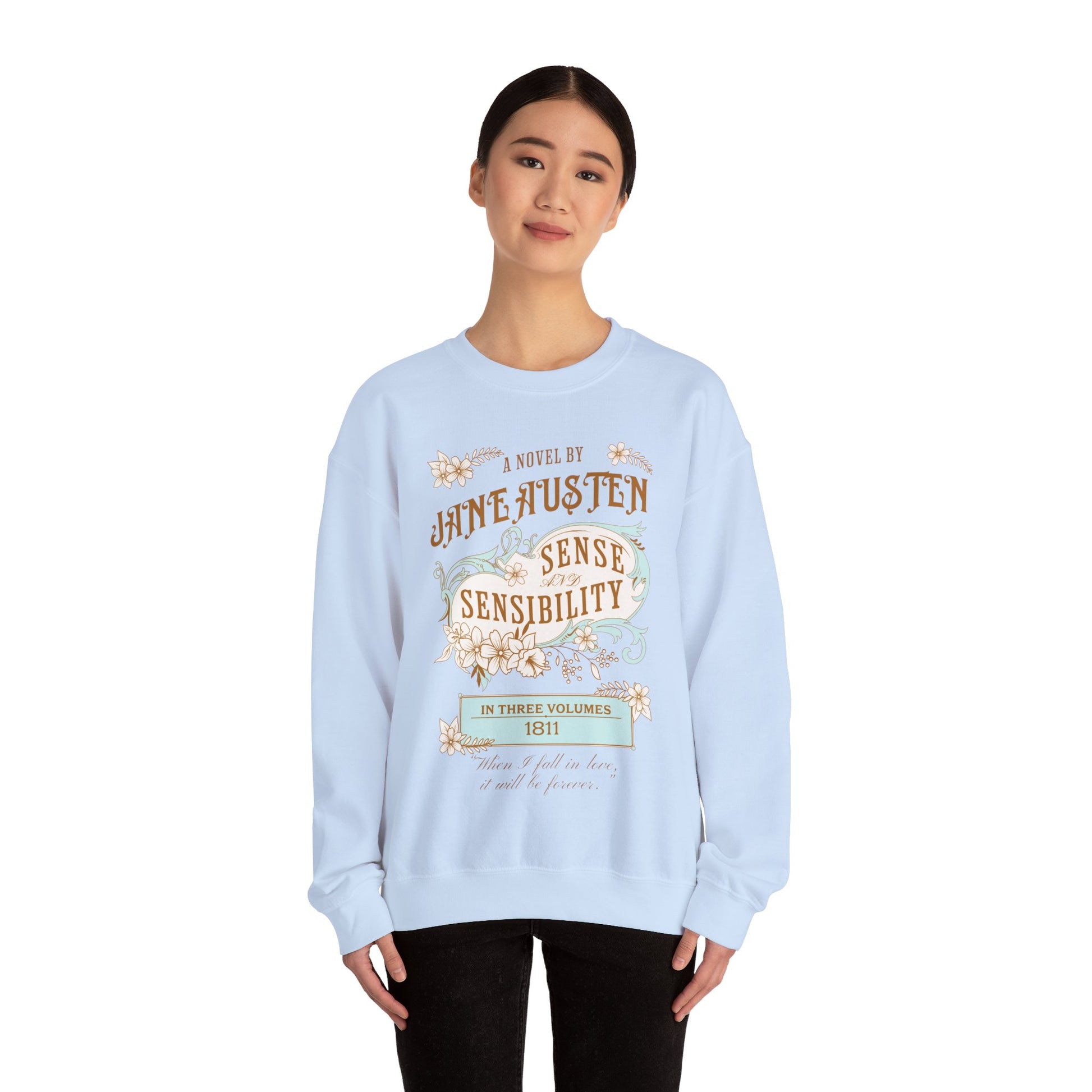 Jane Austen Sweatshirt, Sense & Sensibility Historical Romance Sweater, Bookish Literary Jane Austen Fan Art Gift, Gift for Her, Readers, Sweatshirt Printify   