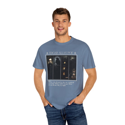 Edgar Allan Poe T-Shirt Gothic Graphic Tee The Raven Nevermore Quote Horror Literature Shirt Dark Academia Aesthetic Halloween Party Gift