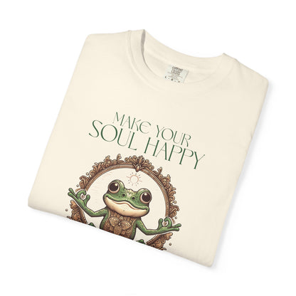 Green Yoga Frog Make Your Soul Happy Unisex T-Shirt, Casual Wear, Highlander Fan Gift, T-Shirt Printify