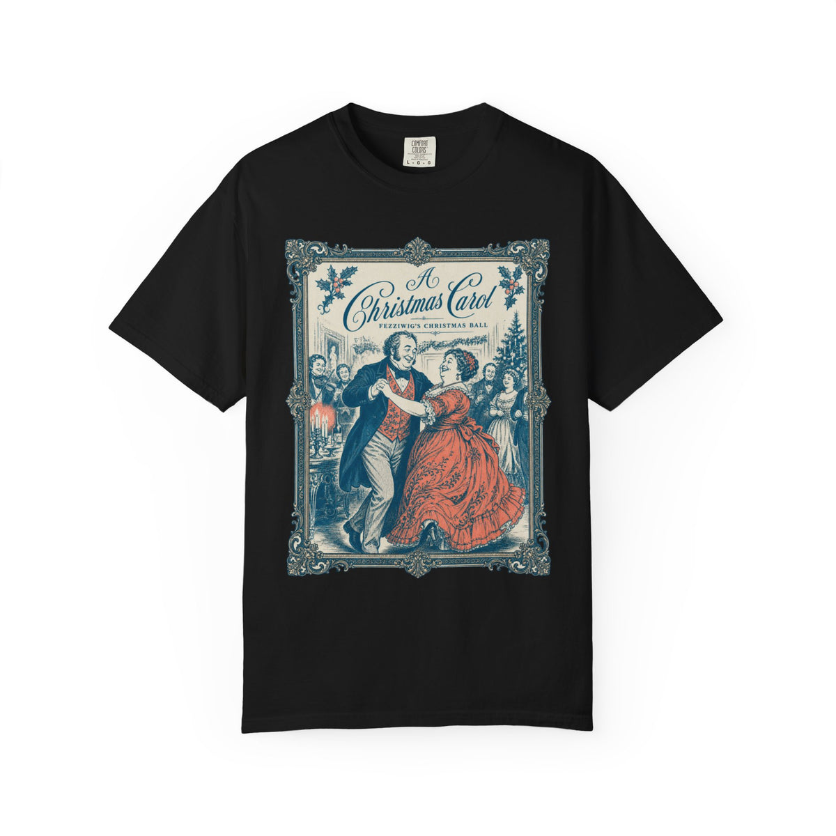 A Christmas Carol T-Shirt Vintage Victorian Fezziwigs Ball, Charles Dickens Literary Design