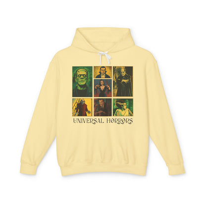 Universal Horrors Unisex Hooded Sweatshirt - Spooky Apparel for Halloween, Horror Fans, Movie Lovers, Cozy Wear, Gift Hoodie Printify S Butter