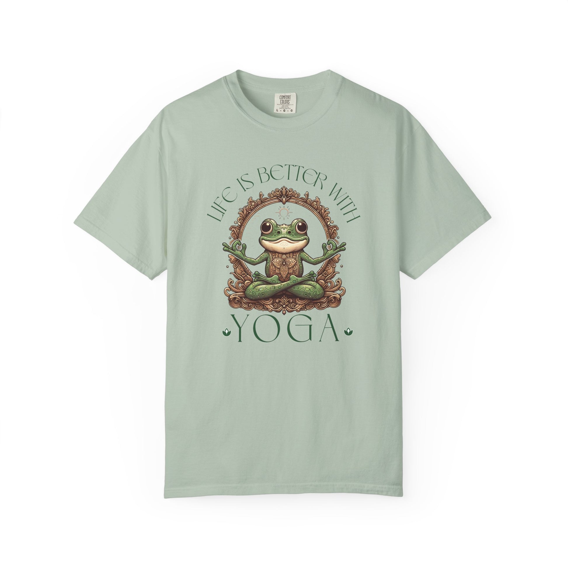 Green Yoga Frog Life Is Better With Yoga Unisex T-Shirt, Casual Wear, Highlander Fan Gift, T-Shirt Printify Bay S