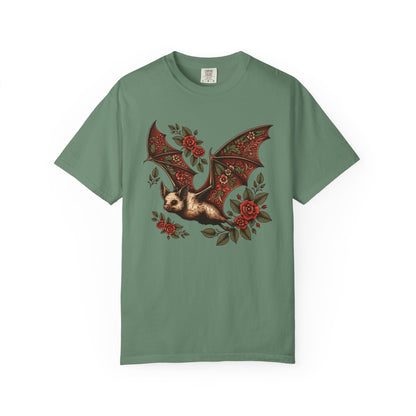 Vintage Bat TShirt Autumn Fall Style Bat Shirt For Halloween Party Spooky Vibes Witchy Dark Academia Comfort Colors Unisex Oversized Shirt T-Shirt Printify Light Green S