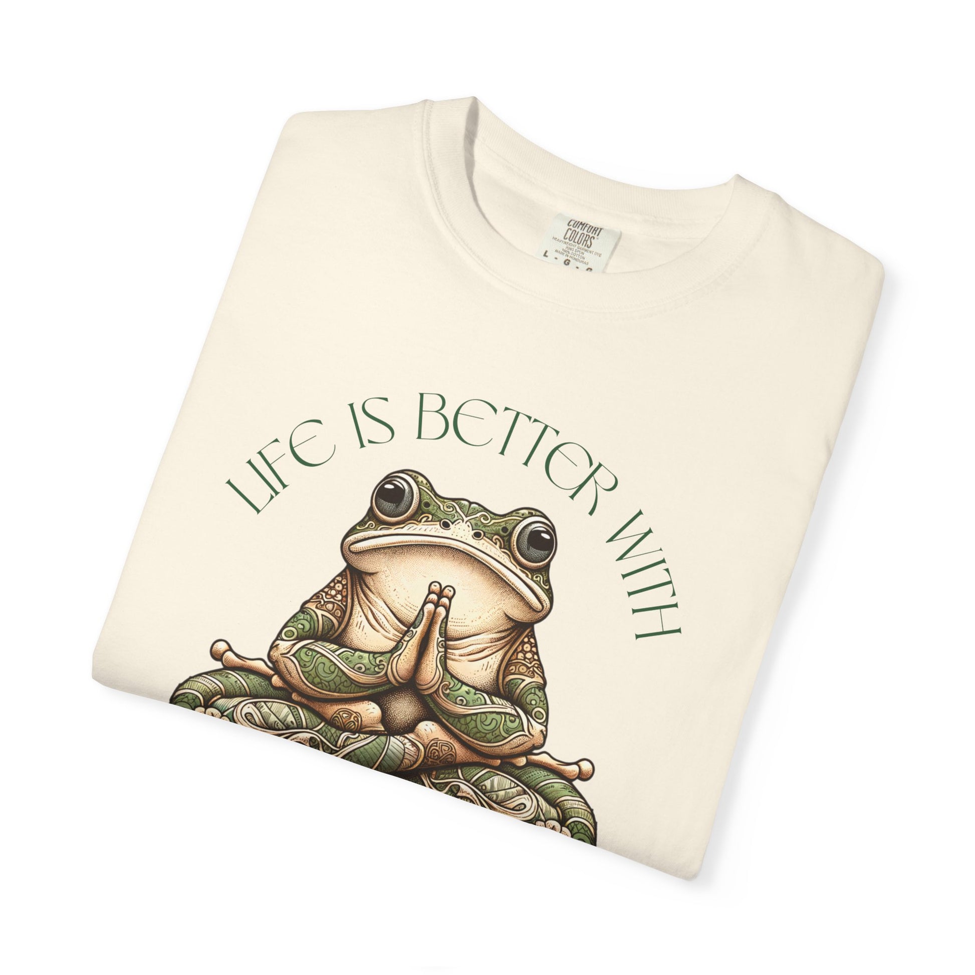 Green Yoga Frog Life Is Better With Yoga Unisex T-Shirt, Casual Wear, Highlander Fan Gift, T-Shirt Printify