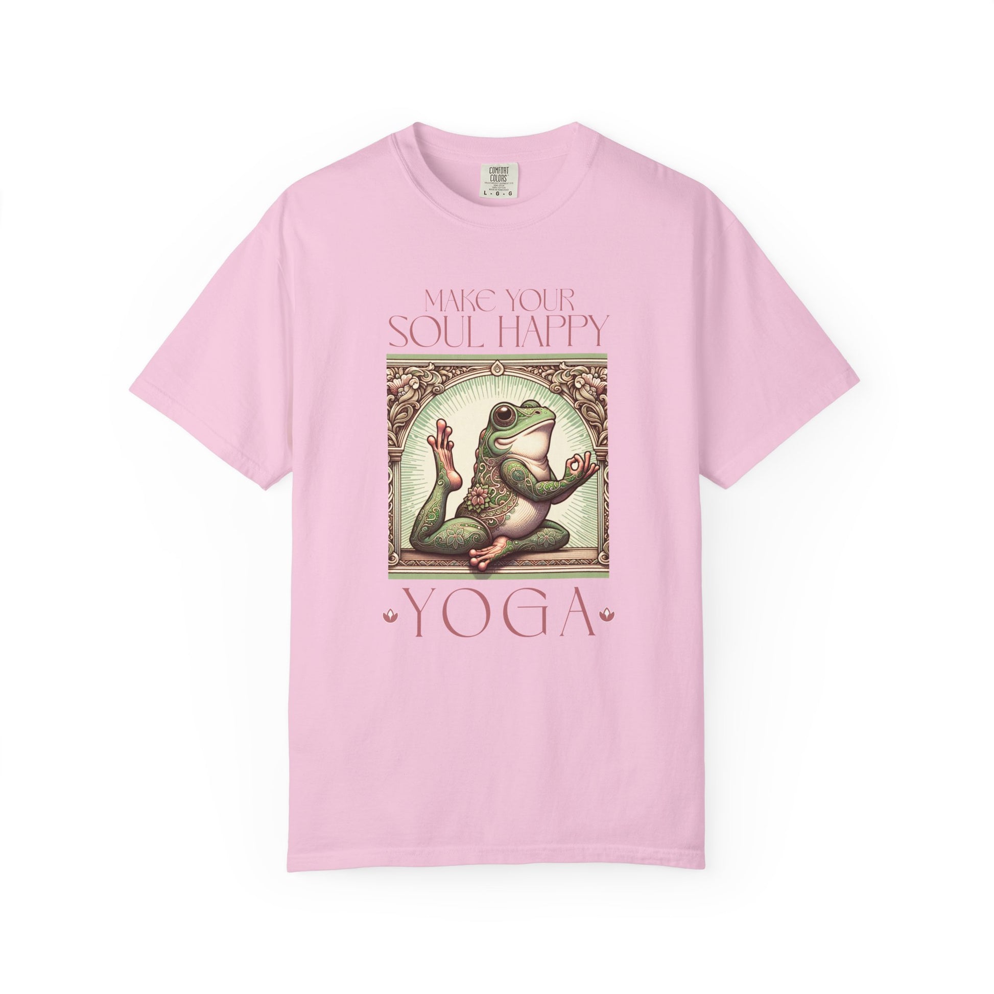 Yoga Frog Make Your Soul Happy Pink Unisex T-Shirt, Casual Wear, Highlander Fan Gift, Comfortable Graphic Tee T-Shirt Printify Blossom S