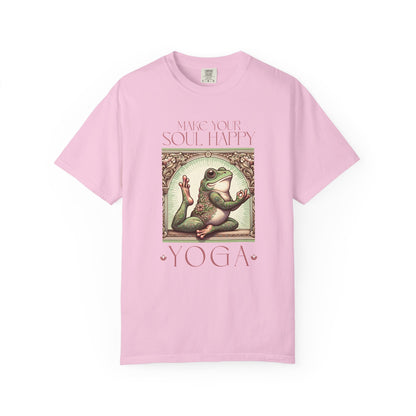 Yoga Frog Make Your Soul Happy Pink Unisex T-Shirt, Casual Wear, Highlander Fan Gift, Comfortable Graphic Tee T-Shirt Printify Blossom S