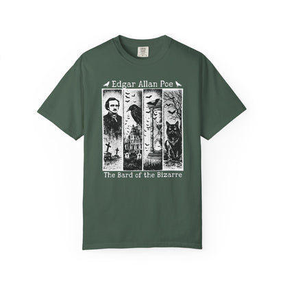 Edgar Allan Poe T-Shirt Gothic Graphic Tee The Raven Nevermore Quote Horror Literature Shirt Dark Academia Aesthetic Halloween Party Gift T-Shirt Printify Blue Spruce S