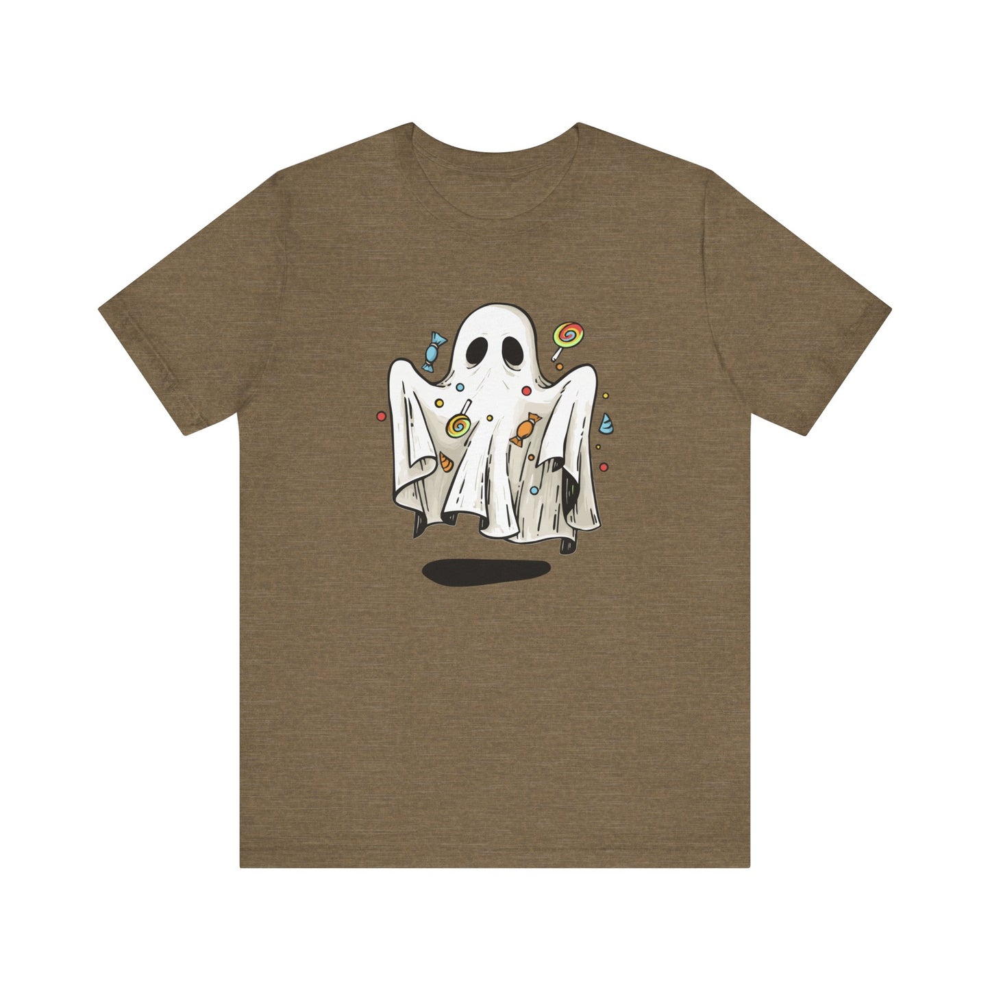 Cute Halloween Ghost Floating, Covered in Candy TShirt, Trick or Treat Shirt, Spooky Ghost Season Tee, Fun Halloween Party, Festival T-Shirt T-Shirt Printify   