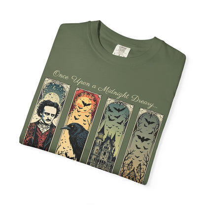 Edgar Allan Poe T-Shirt Gothic Graphic Tee The Raven Nevermore Quote Horror Literature Shirt Dark Academia Aesthetic Halloween Party Gift