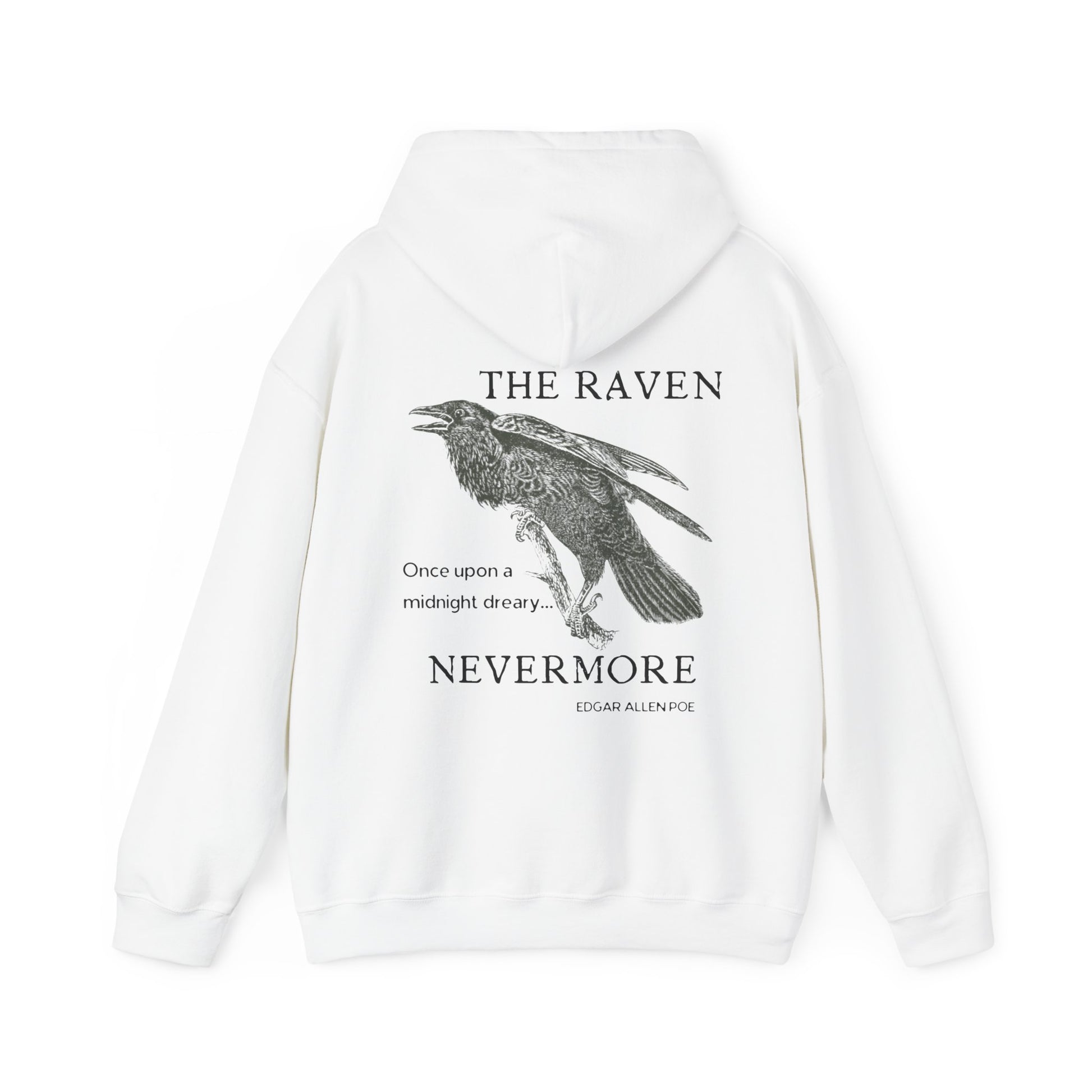 Halloween Vintage The Raven Hoodie, Spooky Season Sweater, Trick or Treating Shirt, Halloween Party Top, Edgar Allen Poe, Nevermore, Gothic Hoodie Printify   