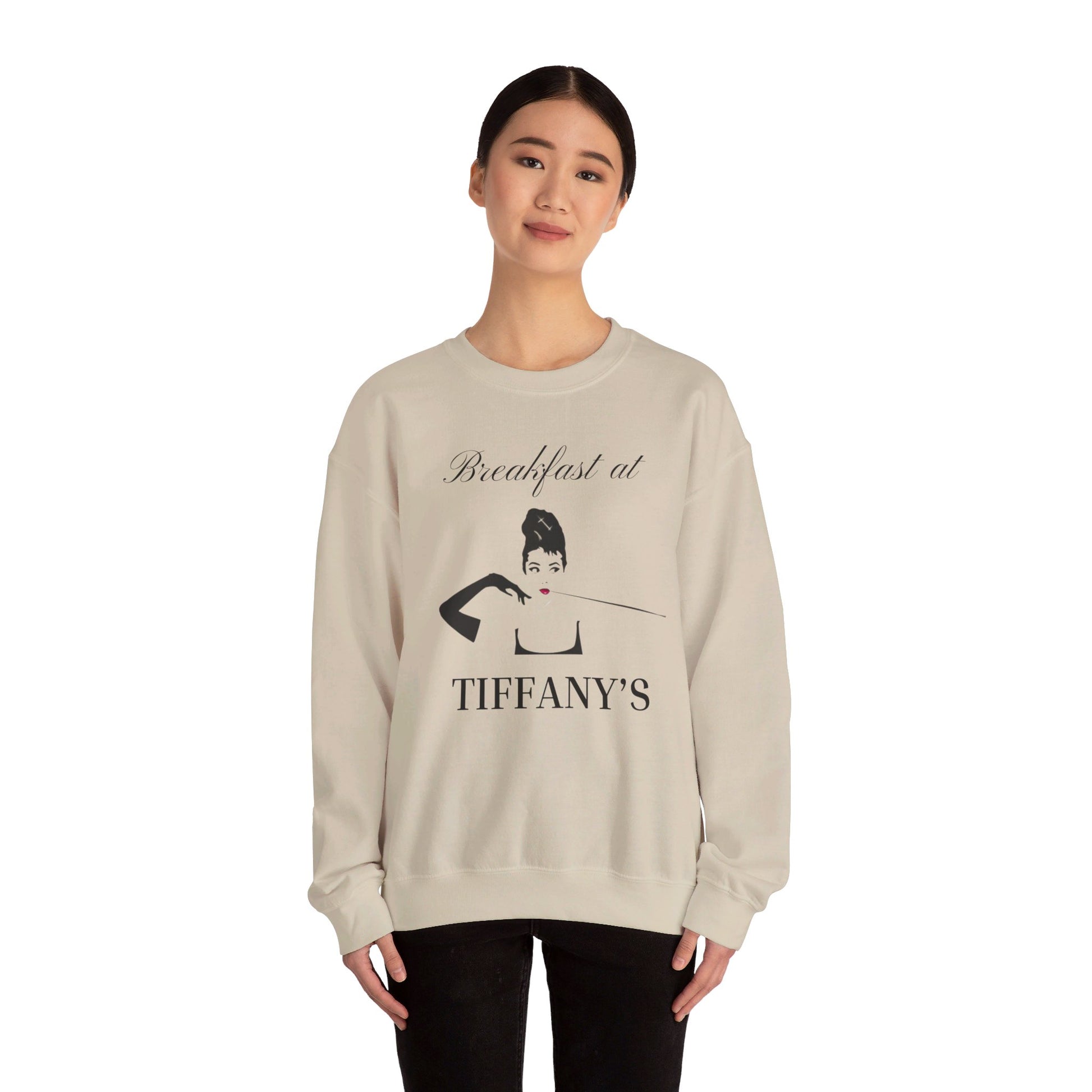 Breakfast at Tiffany's T & Co Sweatshirt , Classic Audrey Crew, Girls Brunching Weekend Sweater, Women's Shirt, Truman Capote Fan Gift Sweatshirt Printify   