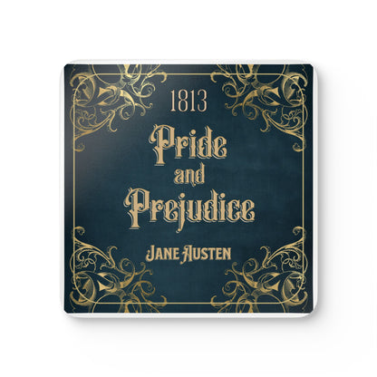 Jane Austen Coffee Mug Coasters, Pride & Prejudice Historical Romance Home Decor, Bookish Bookclub Literary Set of 4 Fan Art Gifts for Her, Home Decor Printify   