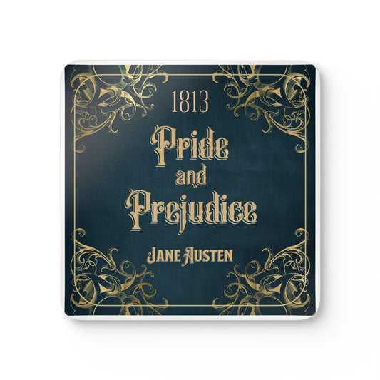 Jane Austen Coffee Mug Coasters, Pride & Prejudice Historical Romance Home Decor, Bookish Bookclub Literary Set of 4 Fan Art Gifts for Her, Home Decor Printify   