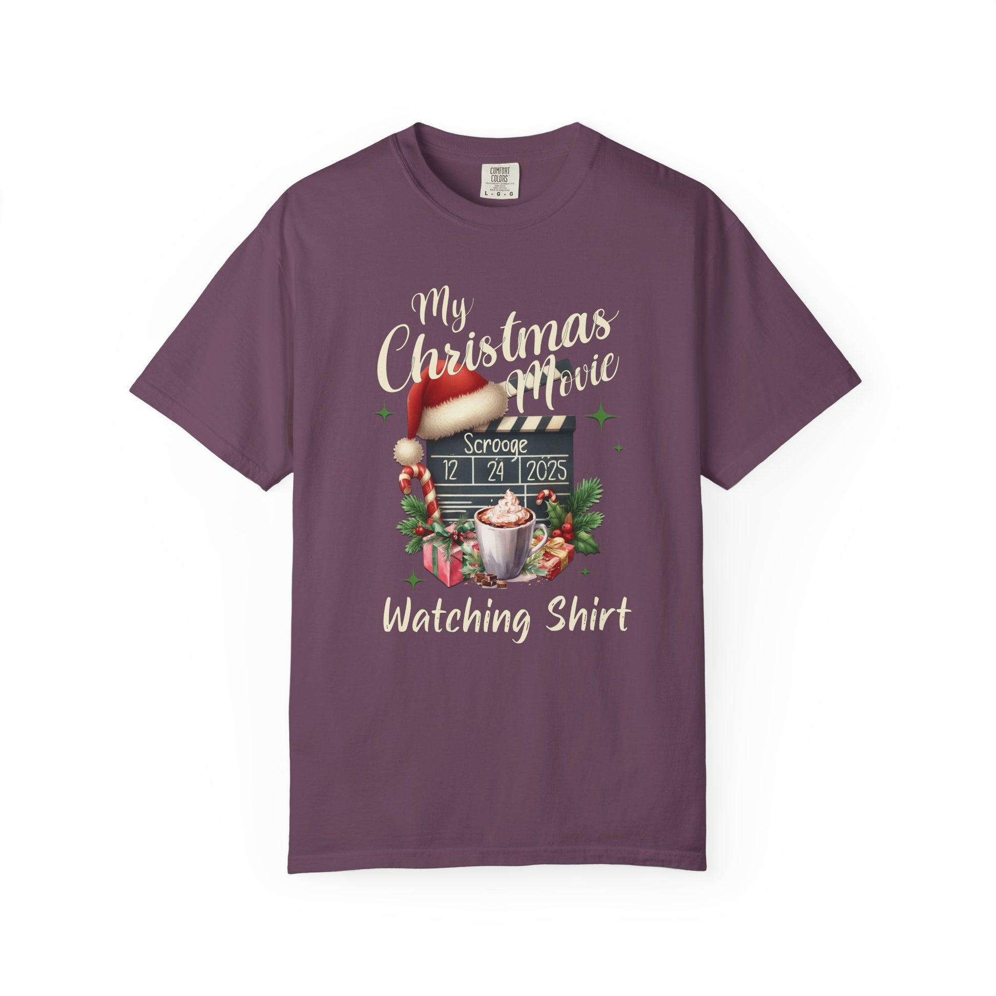 Custom Christmas Movie Watching Shirt, Holiday Movie Sweatshirt, Funny Gift For Her, Festive Shirts, Family Group Shirts, Xmas Keepsake Gift T-Shirt Printify Berry S