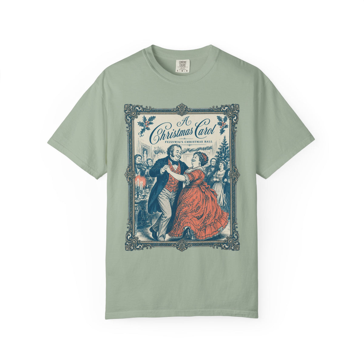A Christmas Carol T-Shirt Vintage Victorian Fezziwigs Ball, Charles Dickens Literary Design