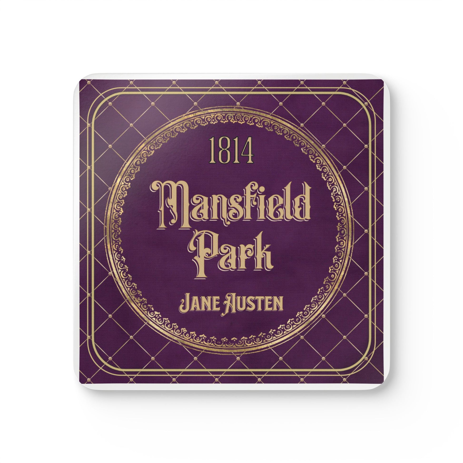 Jane Austen Coffee Mug Coasters, Mansfield Park Historical Romance Home Decor, Bookish Bookclub Literary Set of 4 Fan Art Gifts for Her, Home Decor Printify   